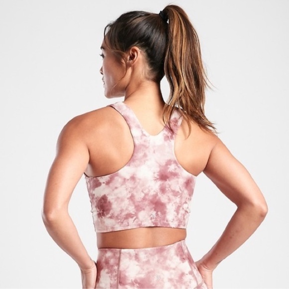 Athleta Conscious Crop Top Pink Marble Tie Dye Size L - Picture 2 of 6